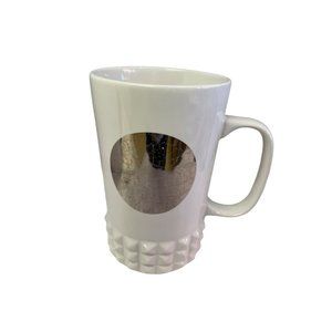 STARBUCKS Coffee 2014 Cup Mug White Studded Silver Mirror Dot Collection 16 oz